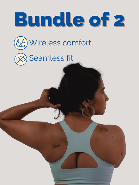 Fursat Wireless Racerback Bras for Women | Bundle of 2 - Black & Blue 