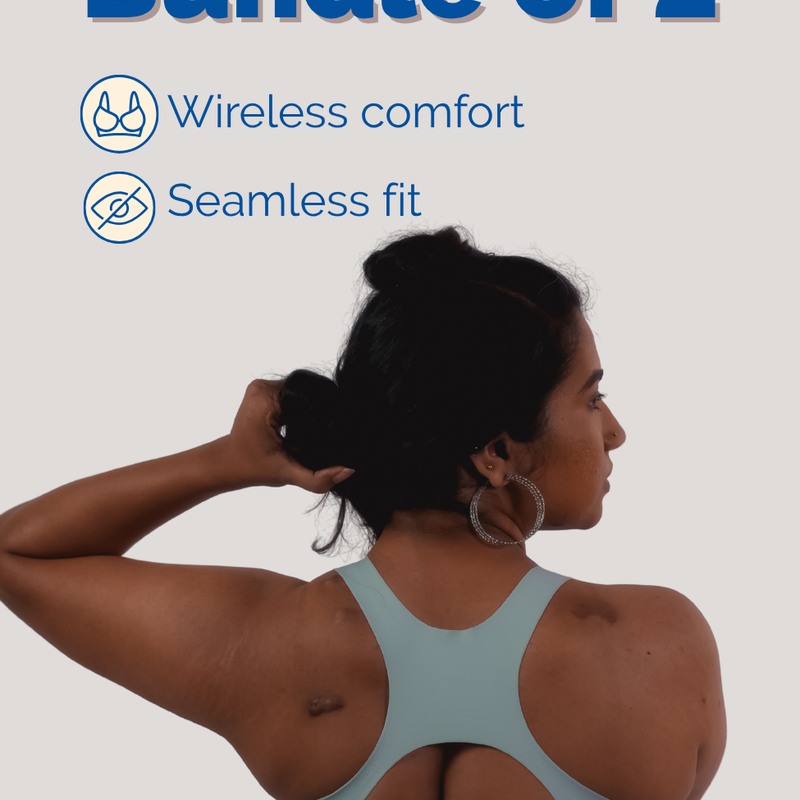 Fursat Wireless Racerback Bras for Women | Bundle of 2 - Black & Blue 