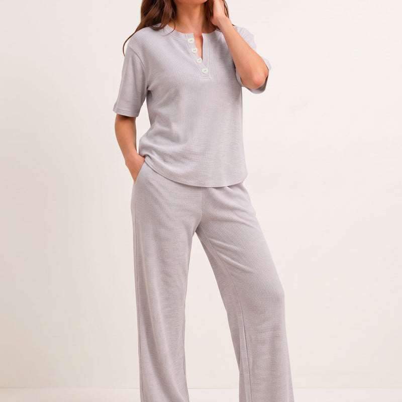 Women’s Premium Grey Waffle Pyjama Set