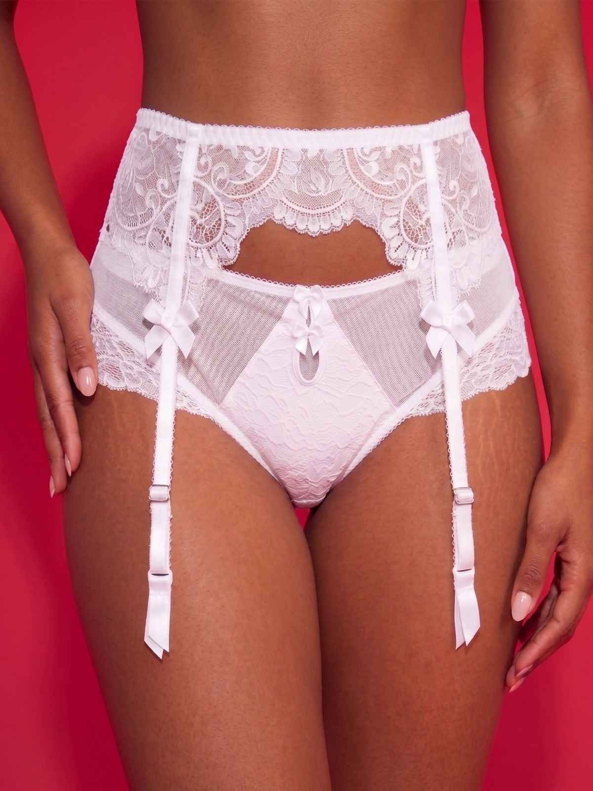 White Lace Garter Belt with Adjustable Straps