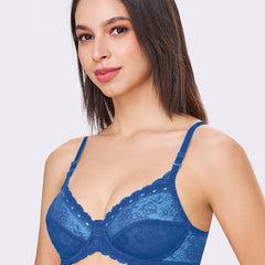 Sophia | Double Layered Wired Medium Coverage Breathable Lace Bra Convertible Straps