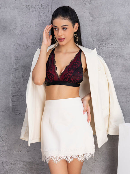 Lace Floral Bralette Non-Padded Non-Wired Bra