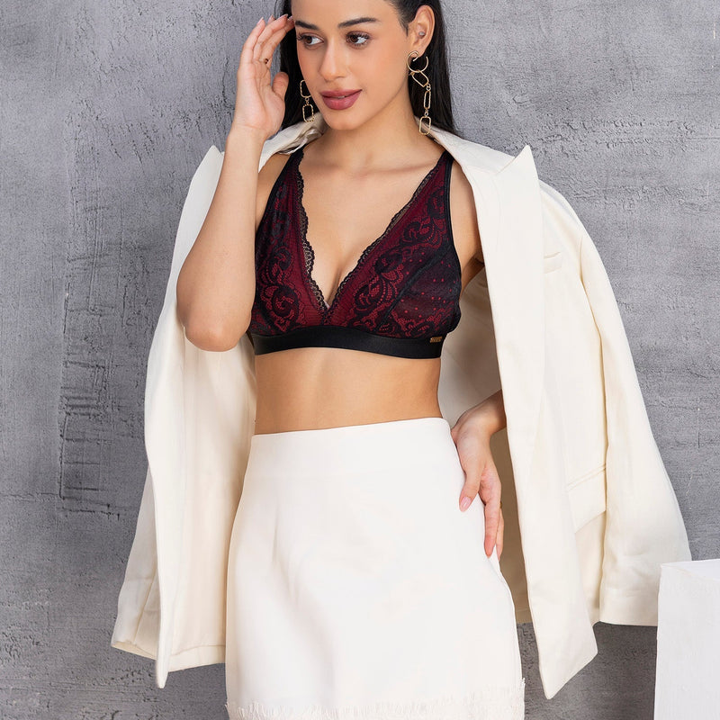 Lace Floral Bralette Non-Padded Non-Wired Bra