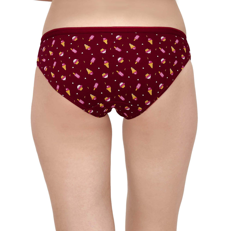 SOIE Woman - Mid Rise Medium Coverage Solid and Printed Cotton Stretch Brief Panty (Pack of 6) - Panty -for Women