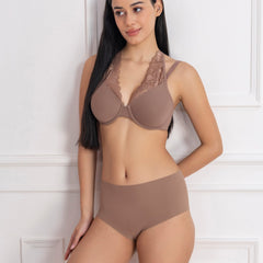 Padded Underwired Lace Panel T-Shirt Bra