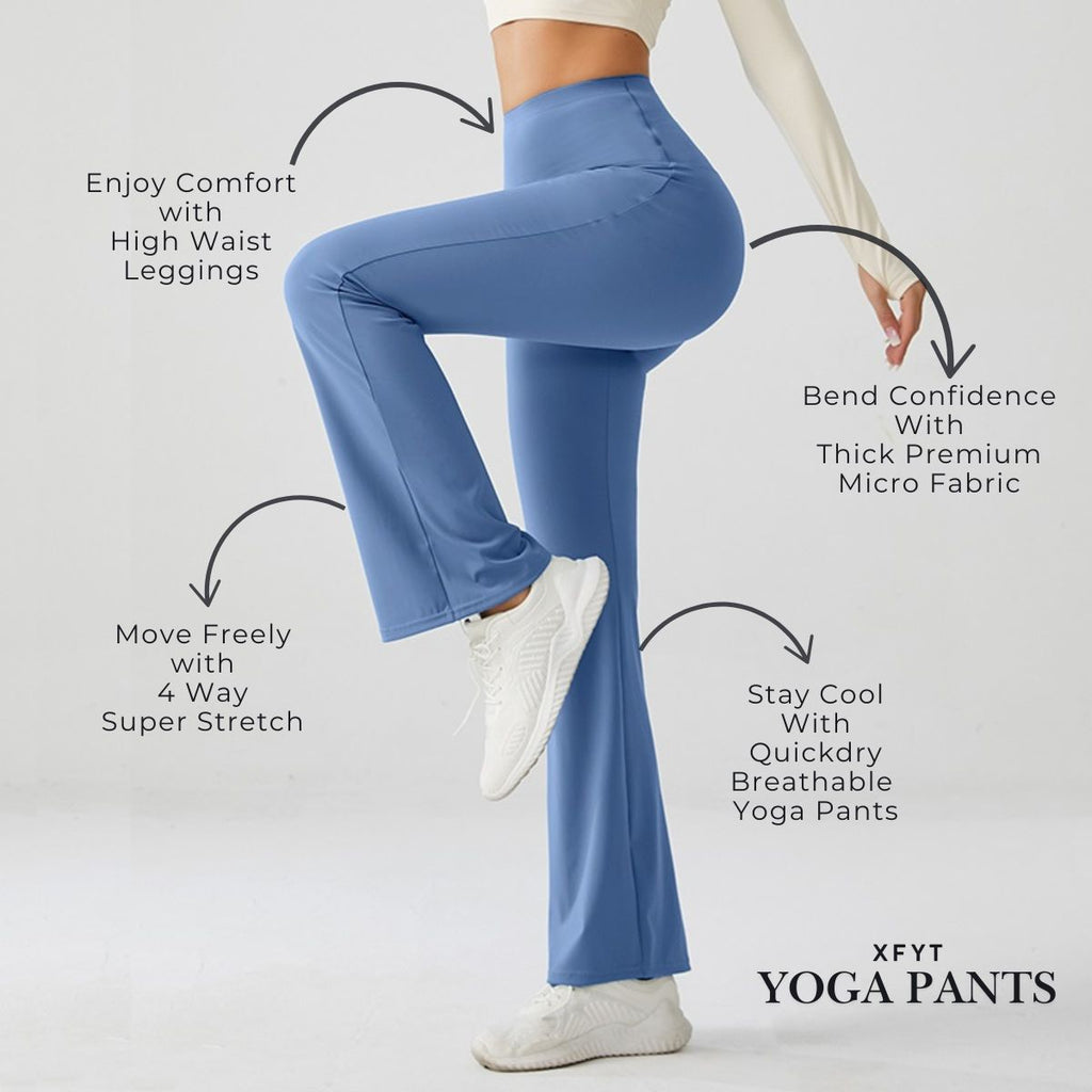 Ocean Blue Luxe High Rise Flare Yoga Pants