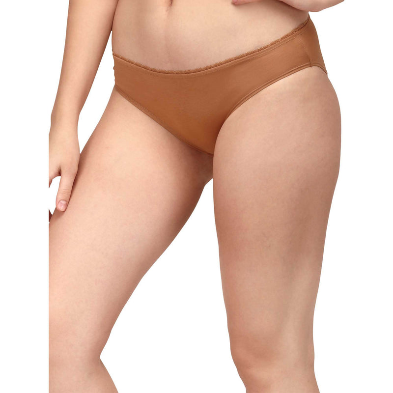SOIE Woman - COTTON SPANDEX LOW RISE LACE BRIEF (PACK OF 2) - Panty -for Women
