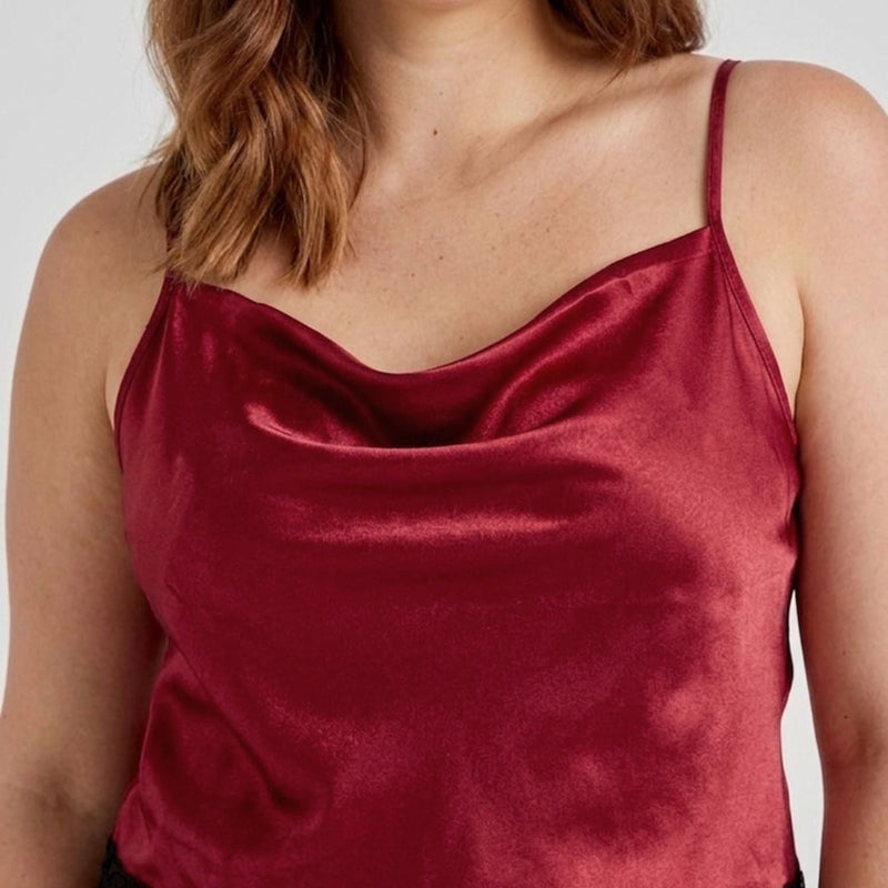 Satin Red Lace Cami And Shorts Nightwear Set