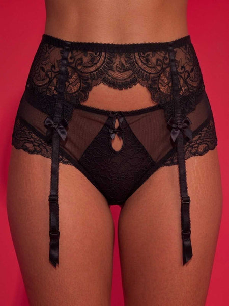 Black Lace Garter Belt with Adjustable Straps