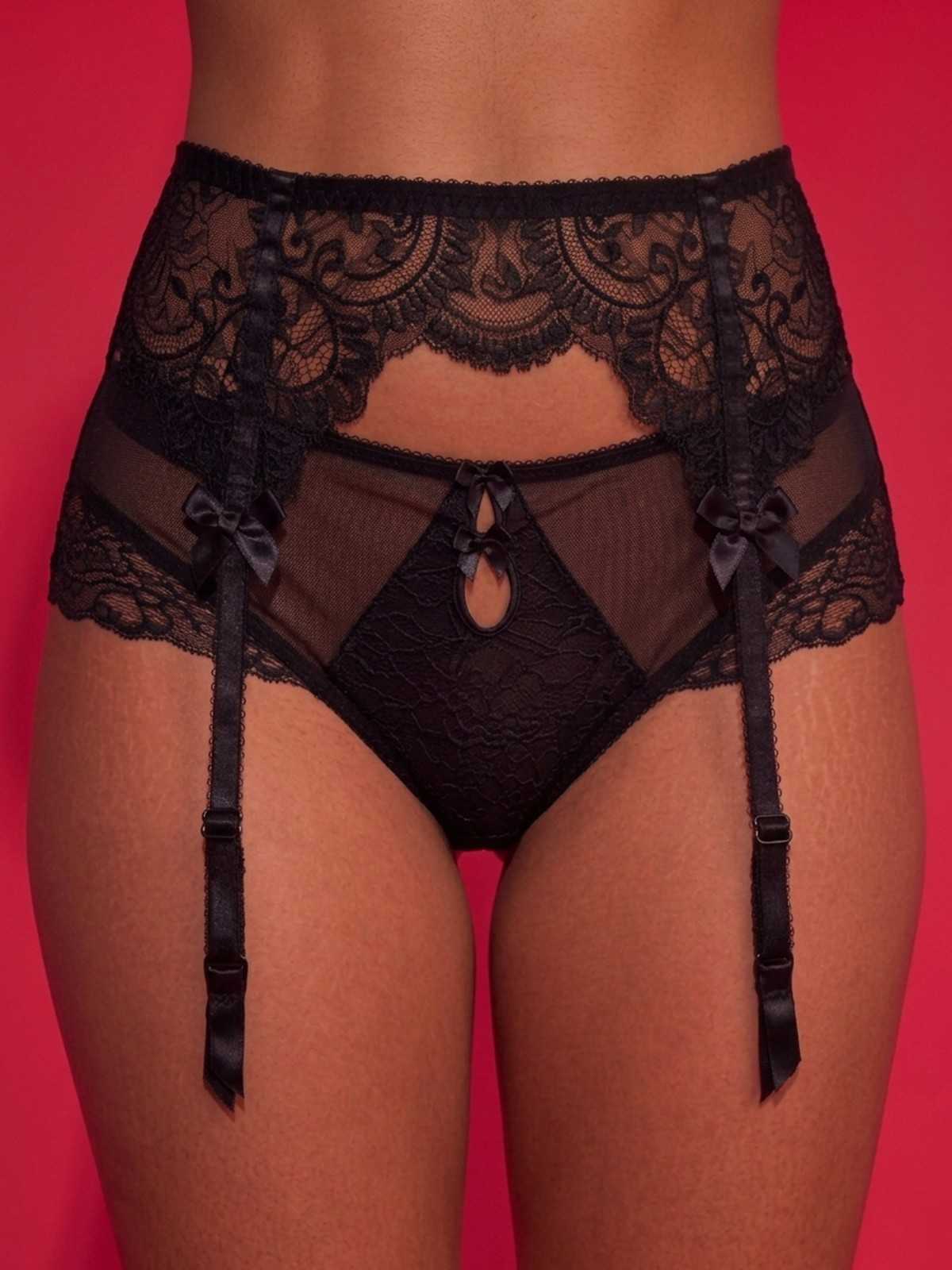 Black Lace Garter Belt with Adjustable Straps
