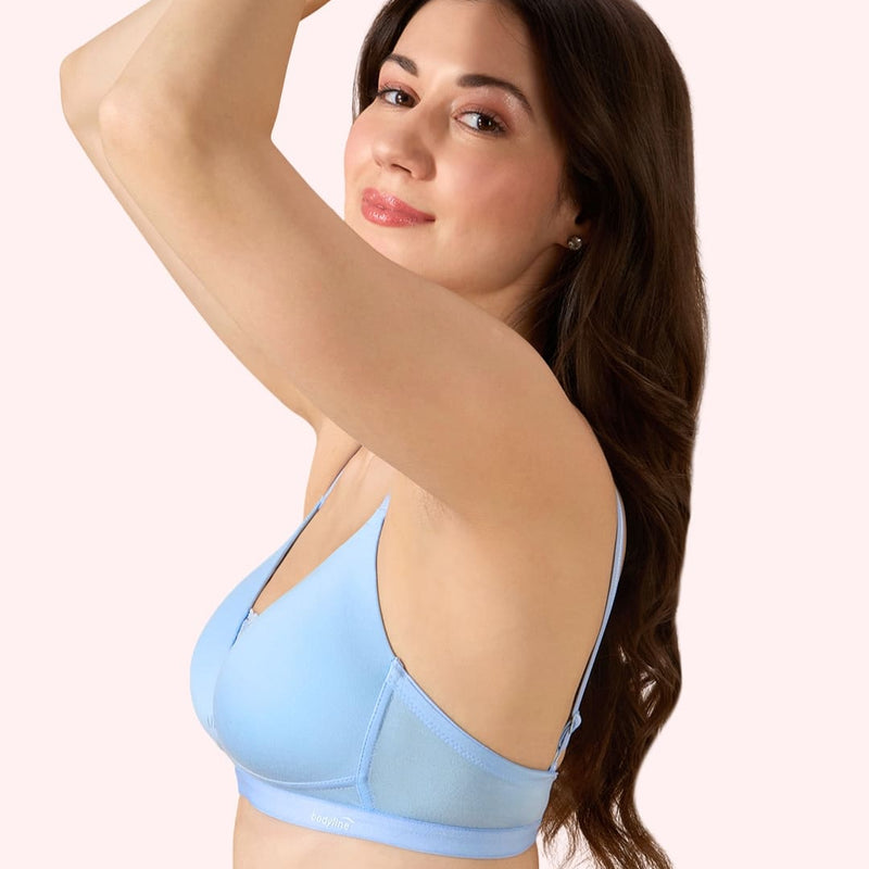 Cove Everyday Cotton Bra – Lightly Padded, Wire-Free, Lace Front, Designer Straps & Full Support Underband