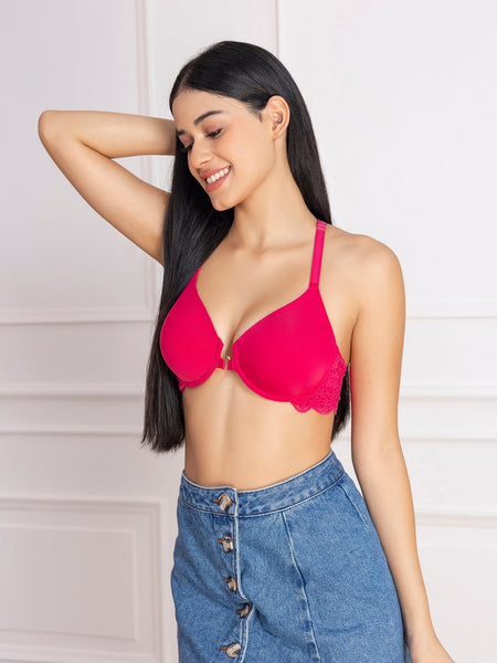 Front Open Padded Underwired T-Shirt Bra