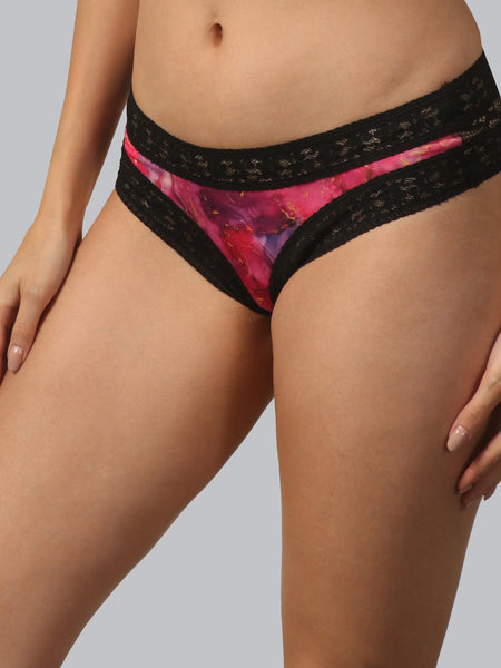 Mid Rise Lace Back Printed Cheekini Panty