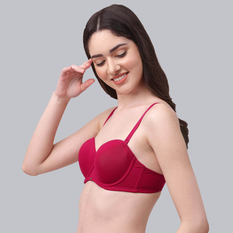 SOIE Woman - Medium Coverage Padded Wired Multiway Strapless Bra with Detachable Straps - Bra -for Women
