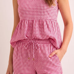 Summer Checks Peplum Top and Pyjama Set
