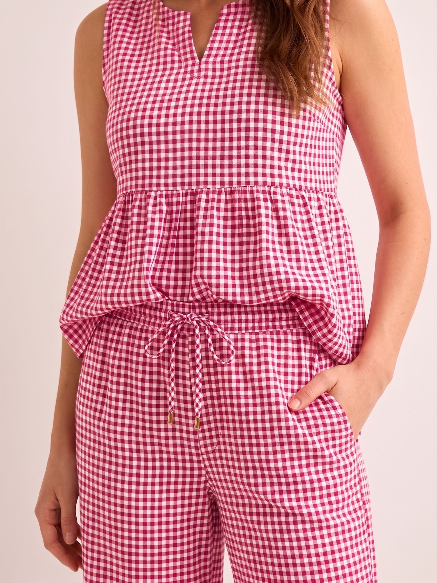 Summer Checks Peplum Top and Pyjama Set