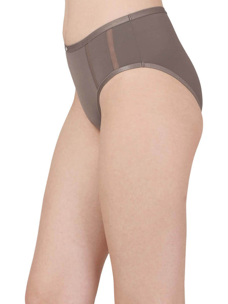 SOIE Woman - High Waist Full Coverage Mesh Panelled Brief - Panty -for Women