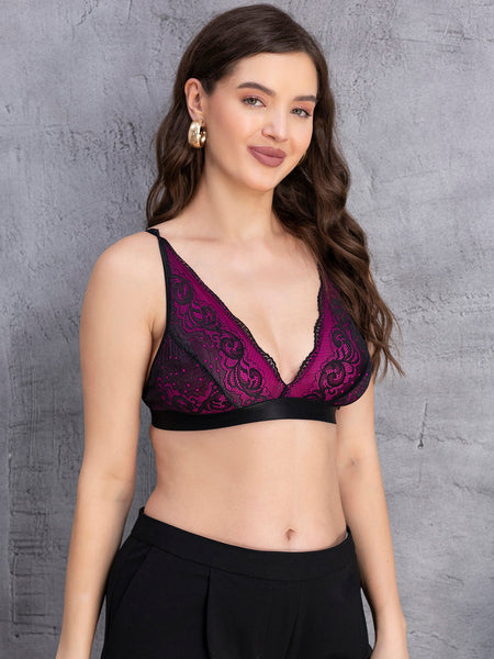Lace Floral Bralette Non-Padded Non-Wired Bra