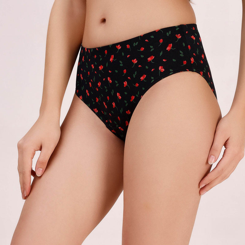 SOIE Woman - High Rise Full Coverage Printed Stretch Cotton Hipster Panty (Pack of 3) - Panty -for Women