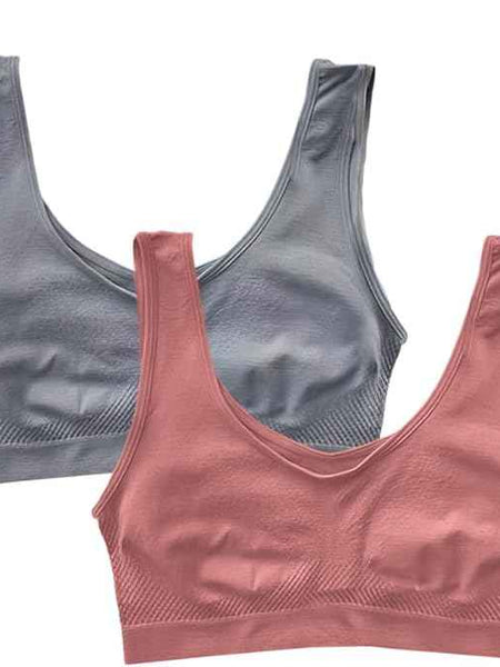 Pack Of 2 Womens Fashion Sports Bra | Seamless, Padded, Non-Wired Gym & Yoga Bra | High Support, Comfortable Everyday Bralette