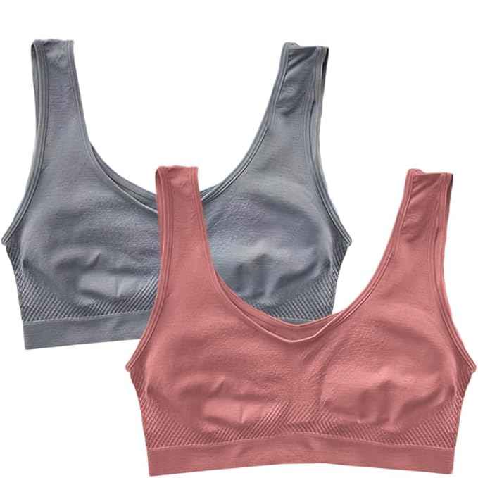 Pack Of 2 Womens Fashion Sports Bra | Seamless, Padded, Non-Wired Gym & Yoga Bra | High Support, Comfortable Everyday Bralette