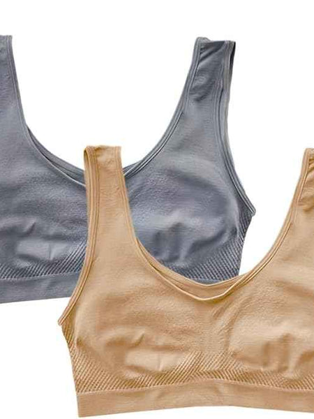 Pack Of 2 Womens Fashion Sports Bra | Seamless, Padded, Non-Wired Gym & Yoga Bra | High Support, Comfortable Everyday Bralette