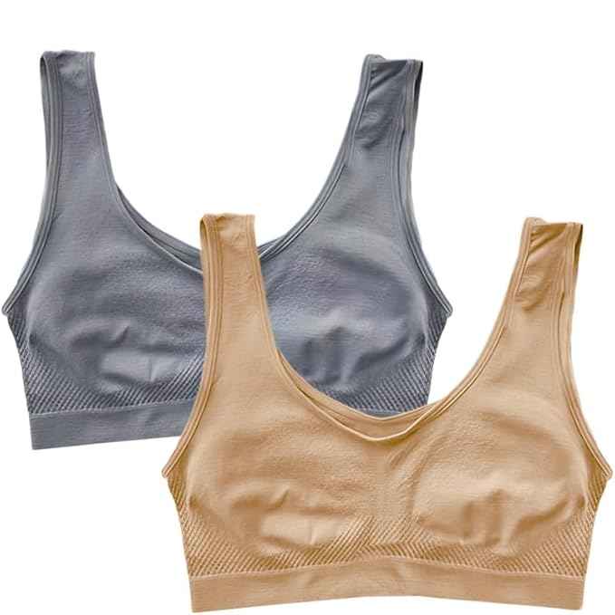 Pack Of 2 Womens Fashion Sports Bra | Seamless, Padded, Non-Wired Gym & Yoga Bra | High Support, Comfortable Everyday Bralette
