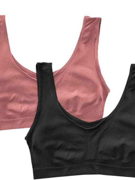Pack Of 2 Womens Fashion Sports Bra | Seamless, Padded, Non-Wired Gym & Yoga Bra | High Support, Comfortable Everyday Bralette