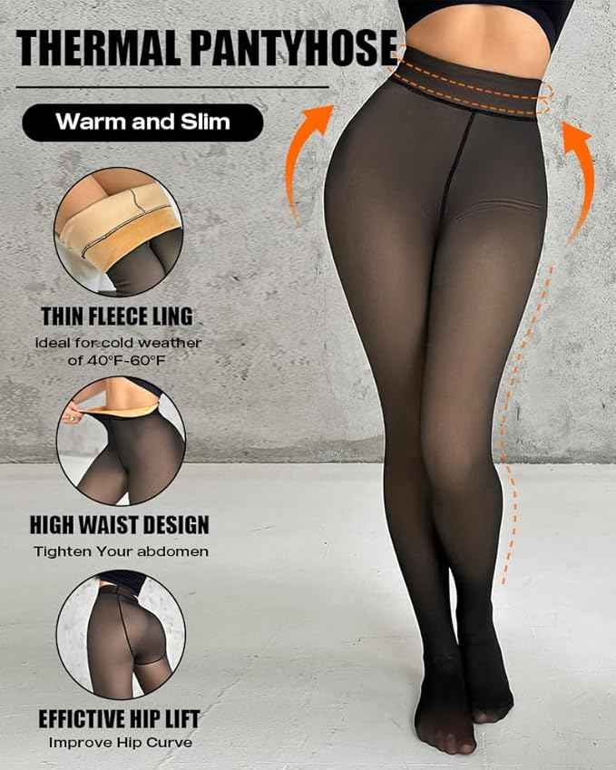 Soft Touch Thermal Leggings for Women – Ultra-Warm Fleece Lined Skinny Tights, Cozy Winter Thermal Pants,