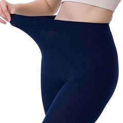Plus Size Women Navy Blue Comfort Fleece Footed Fur Stocking Winter Wear Extra Warm, Woolen High Waisted Lined Thigh Highs