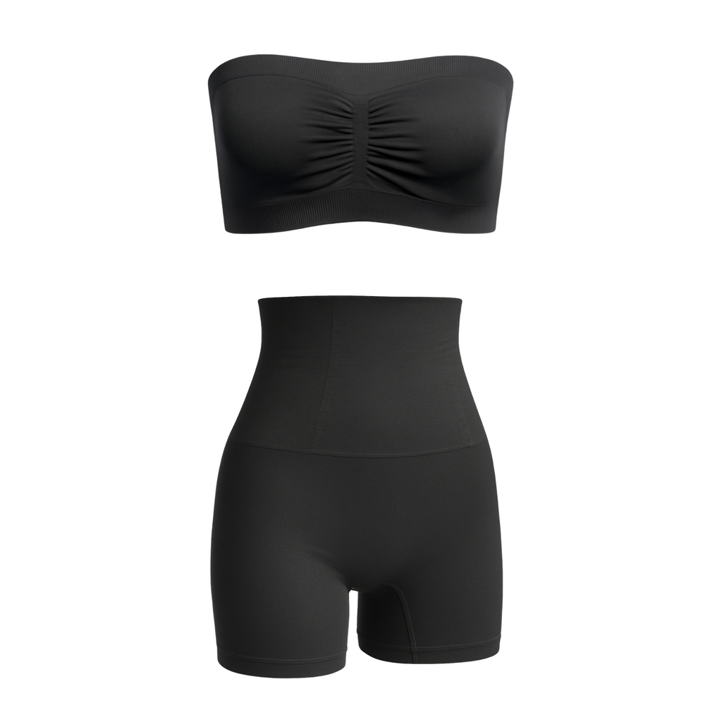 Munns & Mars Bundle of Seamless Non-Padded Tube Bra And Tummy & Thigh Shorts