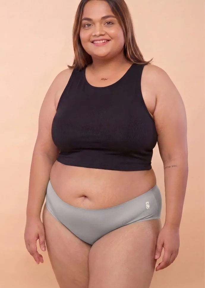 3 Pack - Grey Mid-waist Seamless Underwear