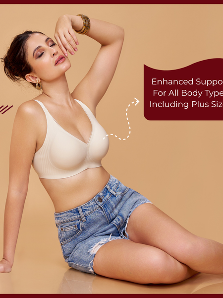 MAROON Skin Seamless Padded Non-Wired Full Coverage T-Shirt Bra for Women