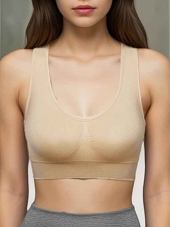 Pack Of 2 Womens Fashion Sports Bra | Seamless, Padded, Non-Wired Gym & Yoga Bra | High Support, Comfortable Everyday Bralette
