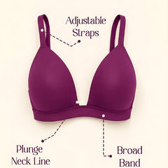 Padded Wirefree Demi Coverage Plunge Bra
