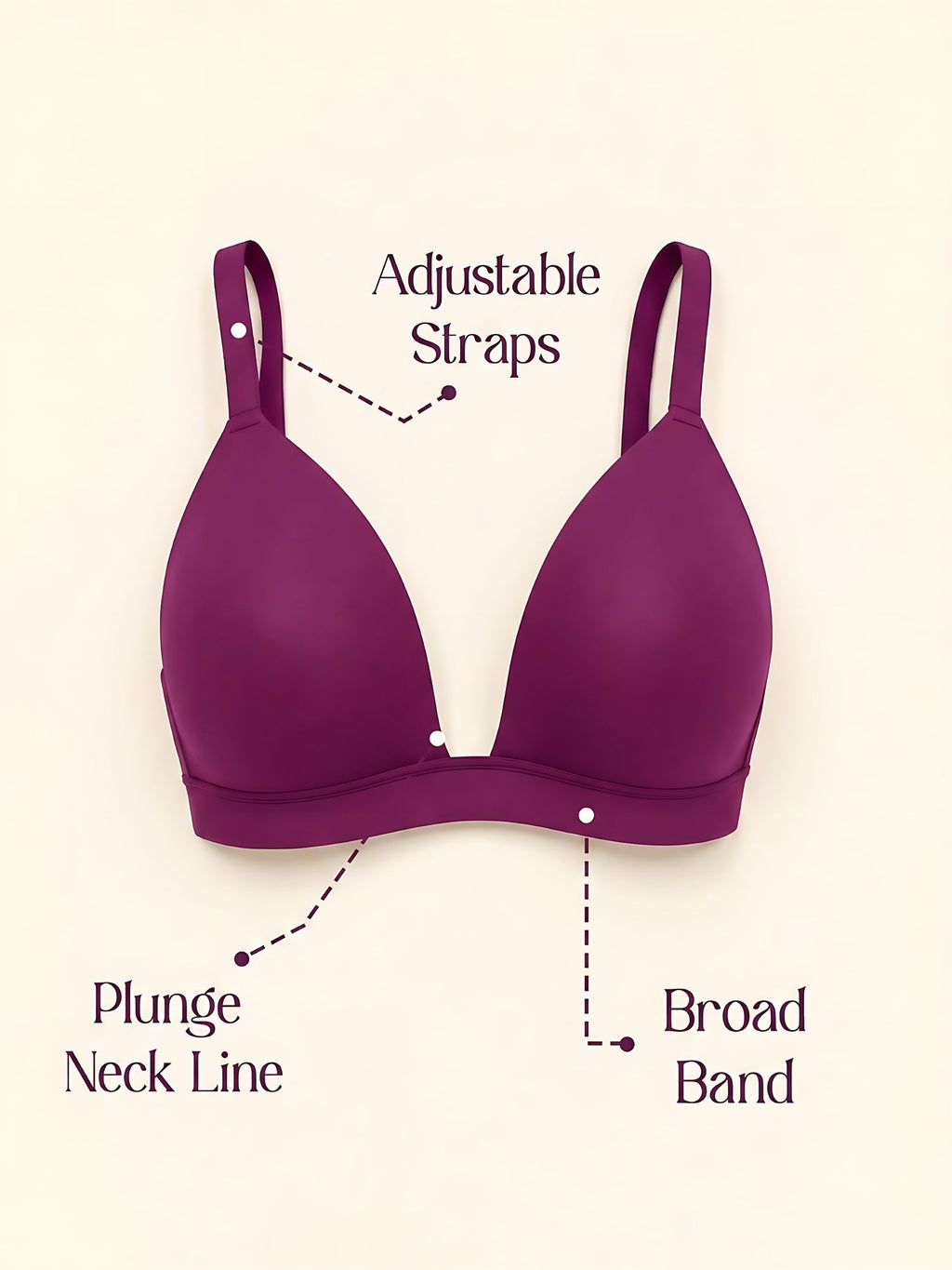 Padded Wirefree Demi Coverage Plunge Bra