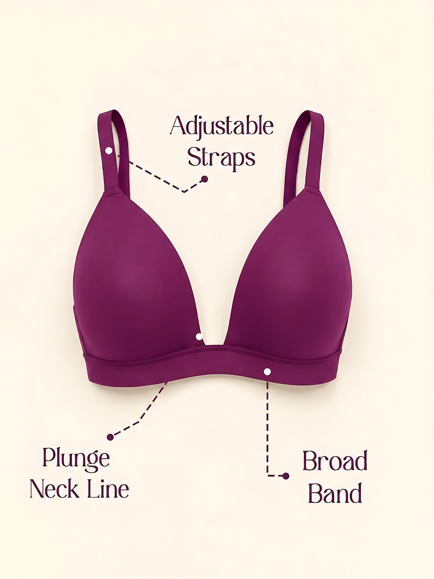 Padded Wirefree Demi Coverage Plunge Bra