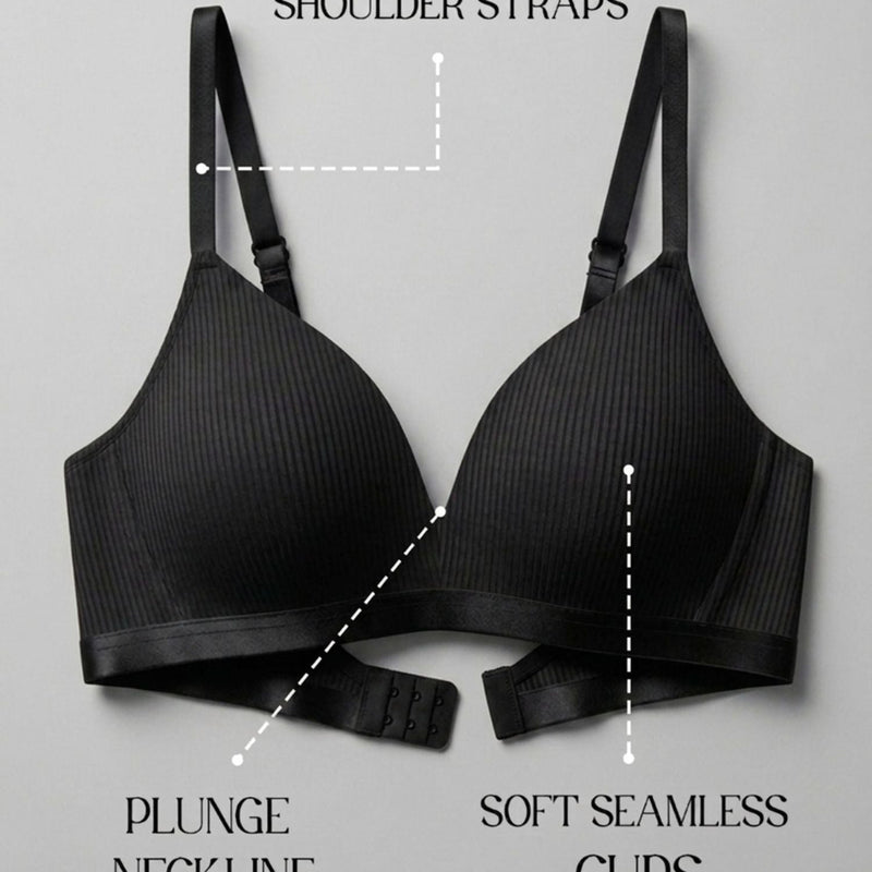 Padded Wirefree Self Striped T-Shirt Bra