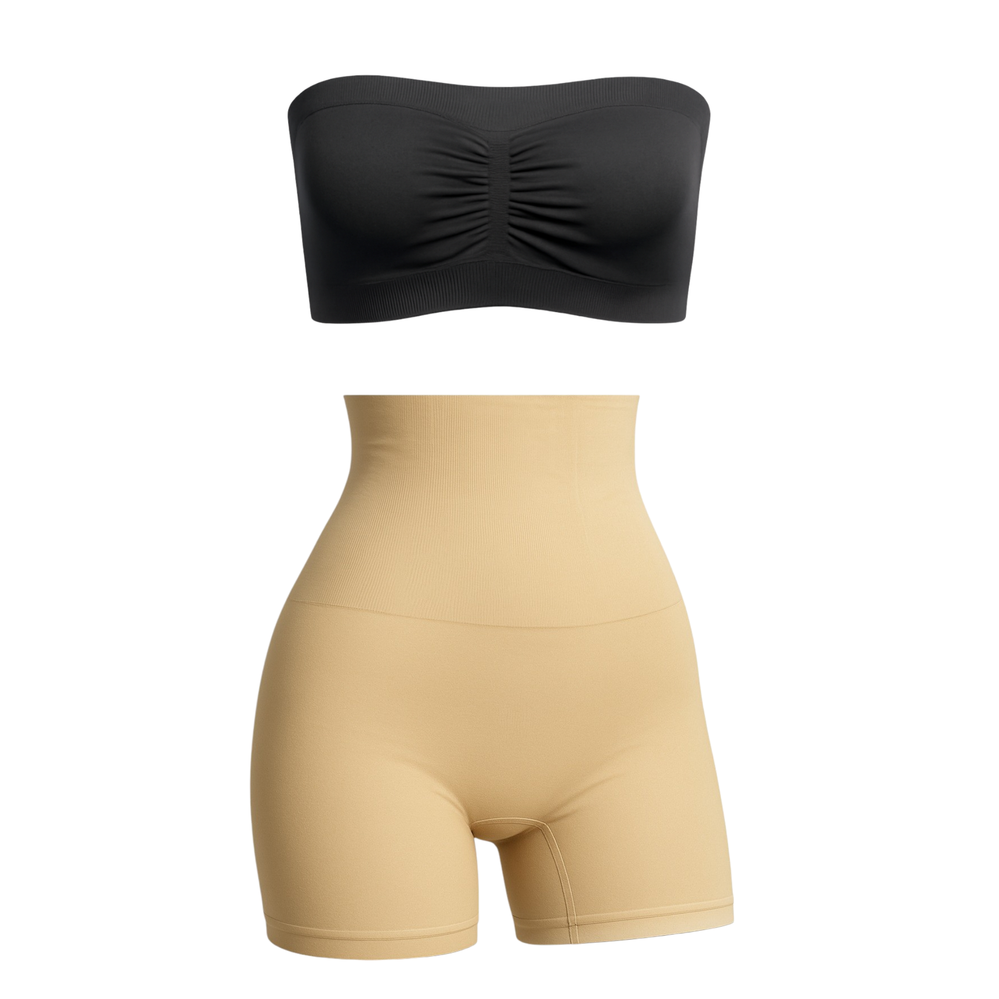 Munns & Mars Bundle of Seamless Non-Padded Tube Bra And Tummy & Thigh Shorts