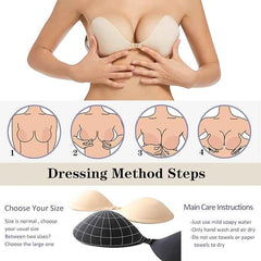 Brachy Women's & Girl's Nude Self Adhesive Strapless Wire Free Stick On Invisible Strapless Sticky Bra.