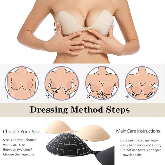 Brachy Women's & Girl's Nude Self Adhesive Strapless Wire Free Stick On Invisible Strapless Sticky Bra.
