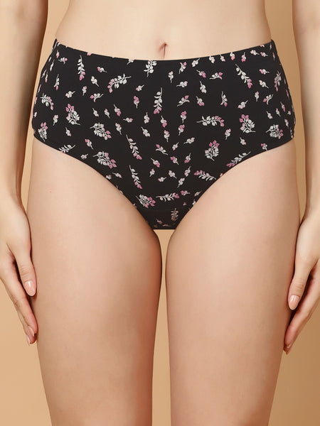 Tummy-Smoothing Printed High Waist Cotton Briefs – Pack of 3