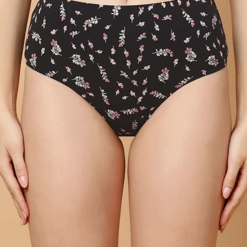 Tummy-Smoothing Printed High Waist Cotton Briefs – Pack of 3