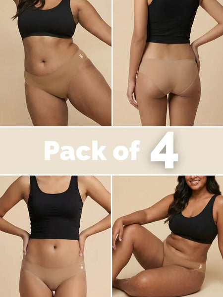4 Pack - Beige Low-waist Seamless Underwear