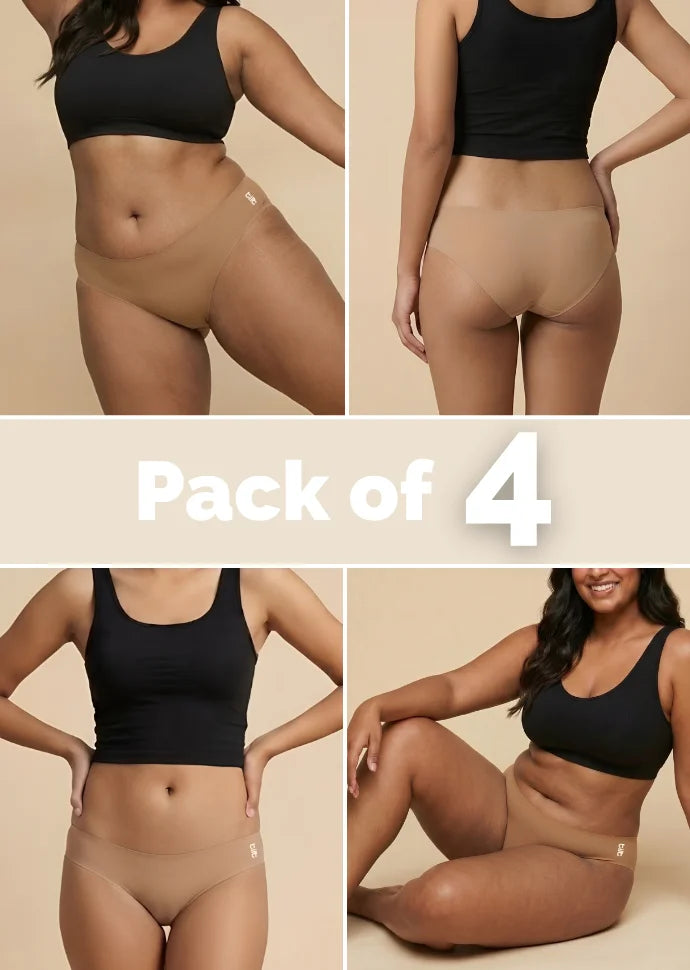 4 Pack - Beige Low-waist Seamless Underwear