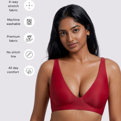 Cleo – Red Wireless Plunge Neck Bra