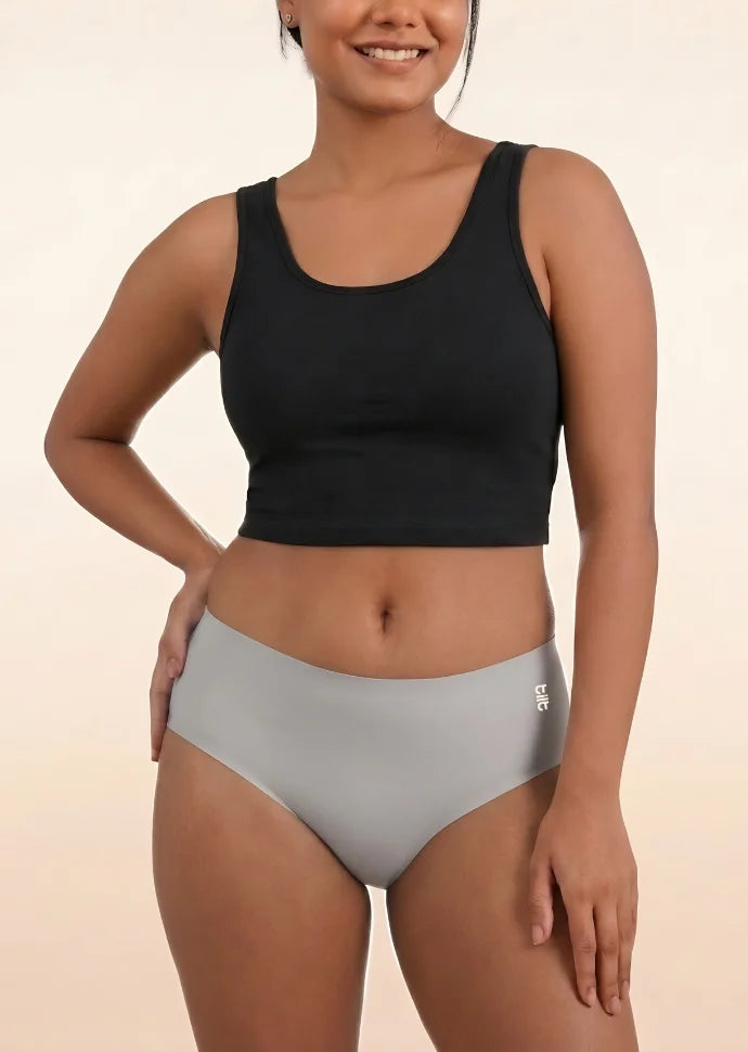 3 Pack - Grey Mid-waist Seamless Underwear