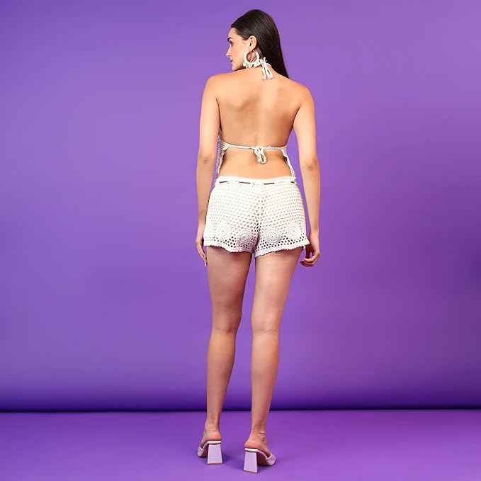 Brachy Backless Tassels Knit Beach Lace up Top Knit Camisole Bra Crochet Halter Top