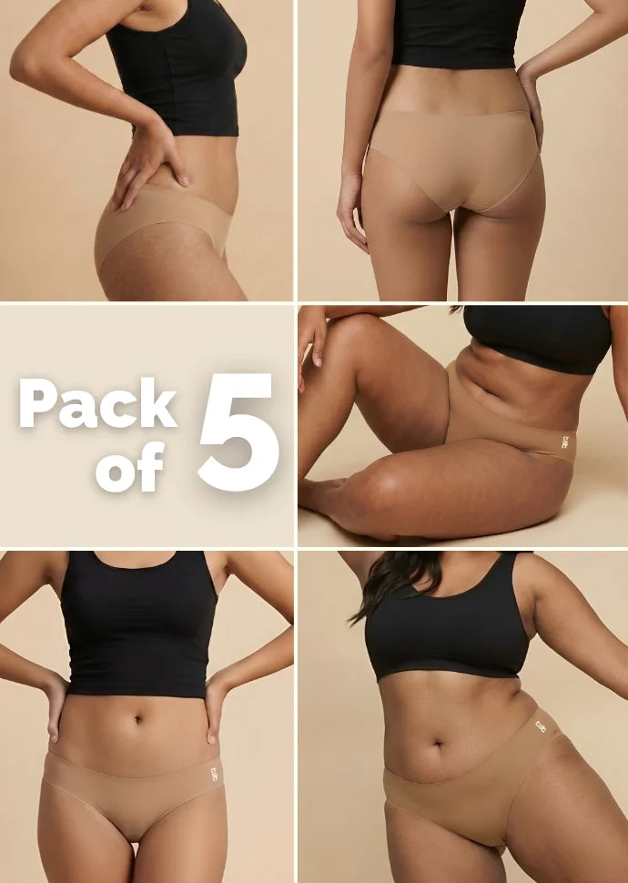5 Pack - Beige Low-waist Seamless Underwear