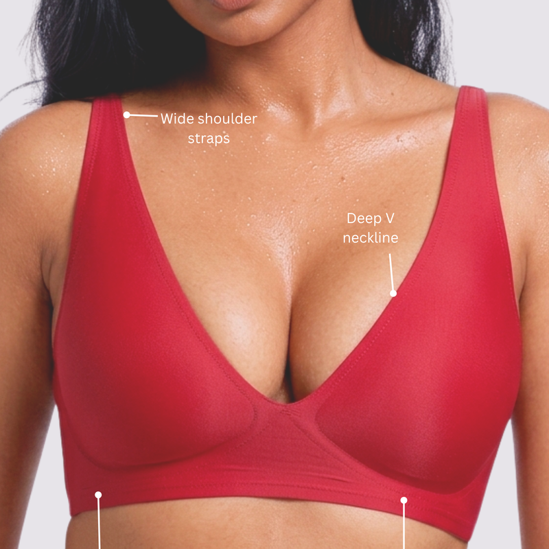 Cleo – Red Wireless Plunge Neck Bra